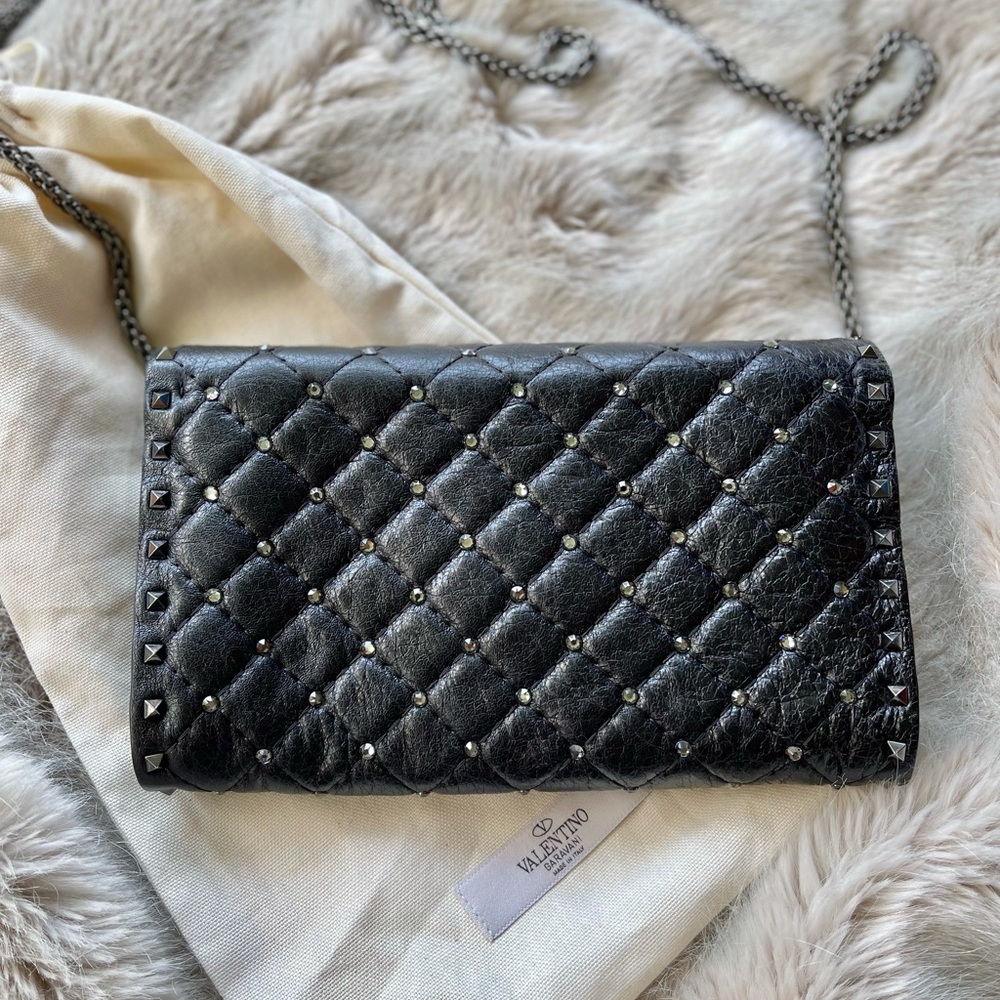 ❌SOLD ON IG❌ VALENTINO Crystal Studded Wallet on Chain clutch - Picture 4 of 7